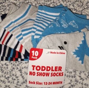 Toddler No Show Socks - Blue, Light Gray, White Pack